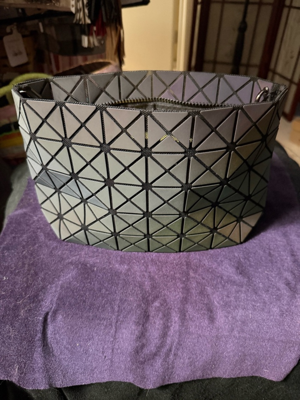 Iridescent Geometric Panel Shoulder Bag